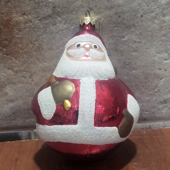 Vintage Blown Glass Roly Poly Santa Claus Ornament - Picture 3 of 9